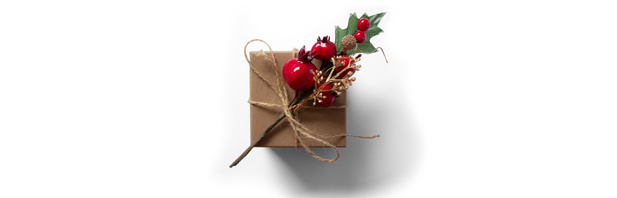 Freelance Client Gifts Wrapped in Brown Paper with Holly
