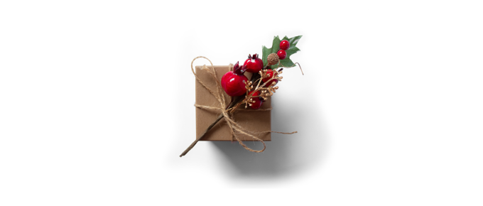 Freelance Client Gifts Wrapped in Brown Paper with Holly