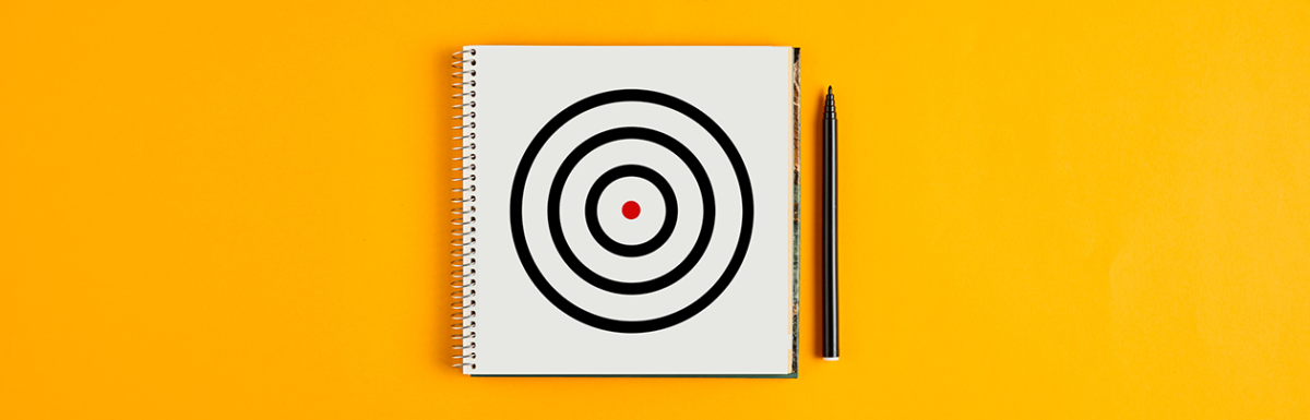 Drawing of a bullseye on yellow background